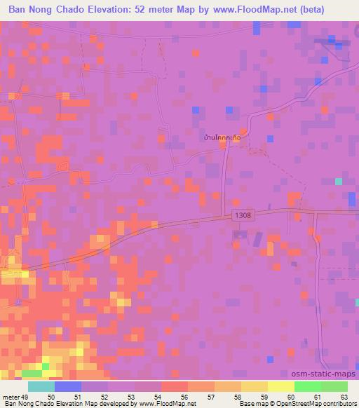 Ban Nong Chado,Thailand Elevation Map