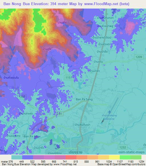 Ban Nong Bua,Thailand Elevation Map