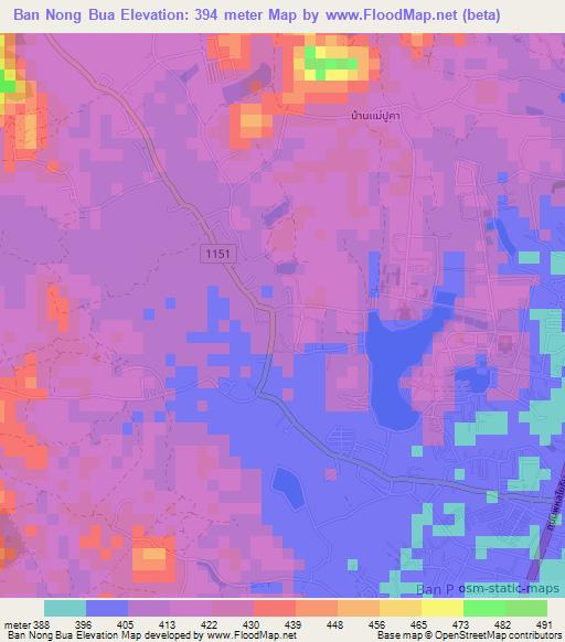 Ban Nong Bua,Thailand Elevation Map