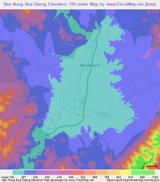 Ban Nong Bua Daeng,Thailand Elevation Map