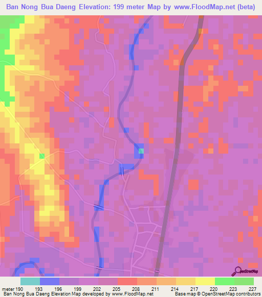 Ban Nong Bua Daeng,Thailand Elevation Map