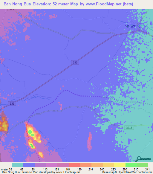 Ban Nong Bua,Thailand Elevation Map