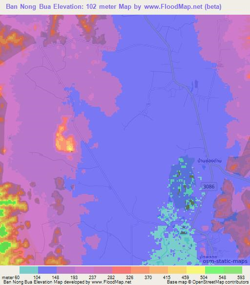 Ban Nong Bua,Thailand Elevation Map