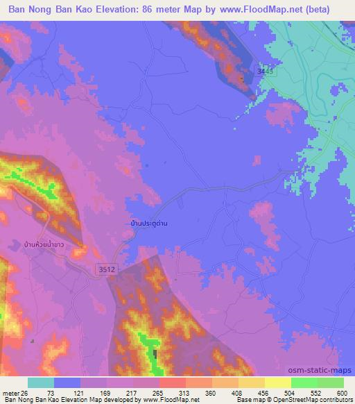 Ban Nong Ban Kao,Thailand Elevation Map