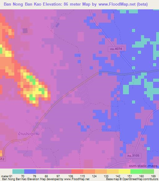 Ban Nong Ban Kao,Thailand Elevation Map