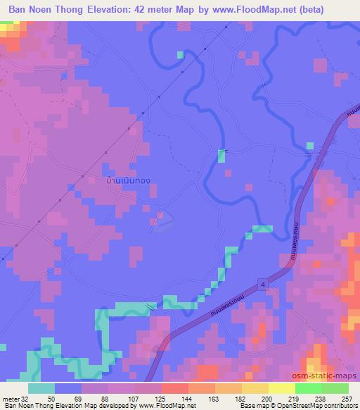 Ban Noen Thong,Thailand Elevation Map