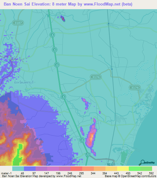 Ban Noen Sai,Thailand Elevation Map