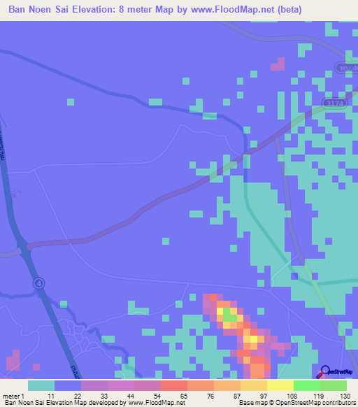 Ban Noen Sai,Thailand Elevation Map