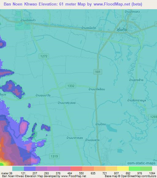 Ban Noen Khwao,Thailand Elevation Map