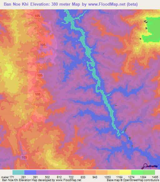 Ban Noe Khi,Thailand Elevation Map