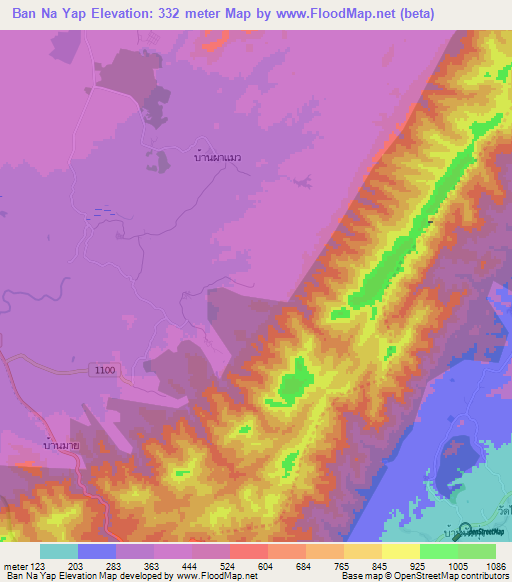 Ban Na Yap,Thailand Elevation Map