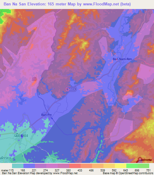 Ban Na San,Thailand Elevation Map