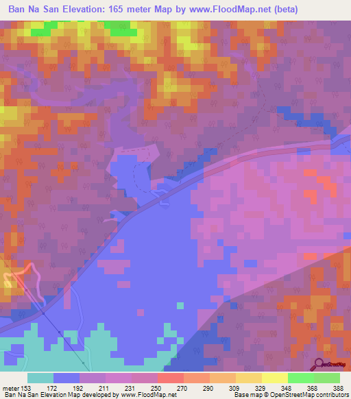 Ban Na San,Thailand Elevation Map