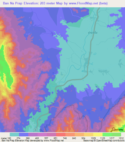 Ban Na Prap,Thailand Elevation Map