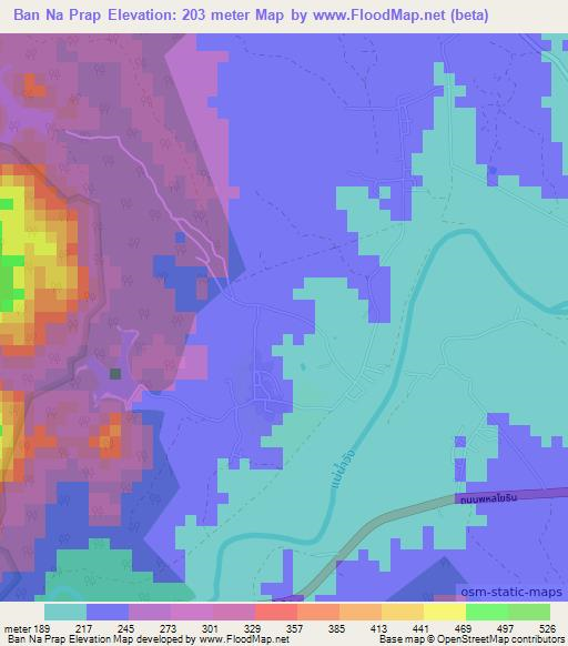 Ban Na Prap,Thailand Elevation Map
