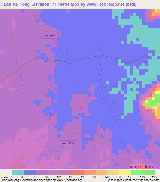 Ban Na Pong,Thailand Elevation Map