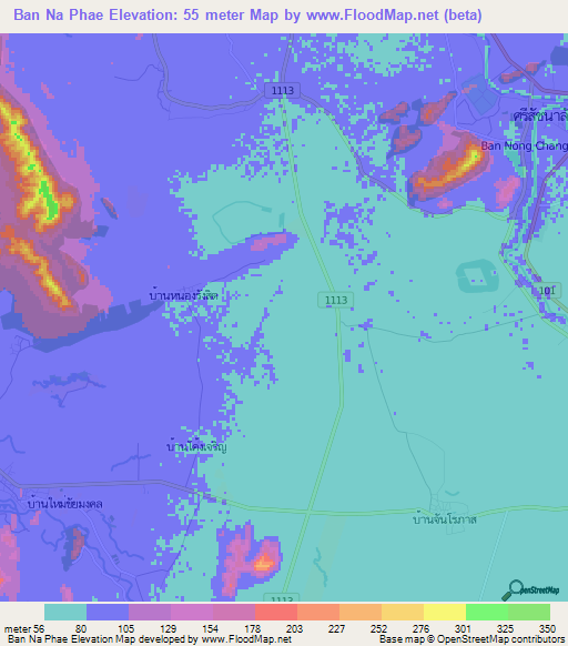 Ban Na Phae,Thailand Elevation Map