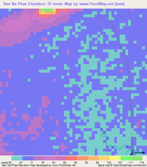Ban Na Phae,Thailand Elevation Map