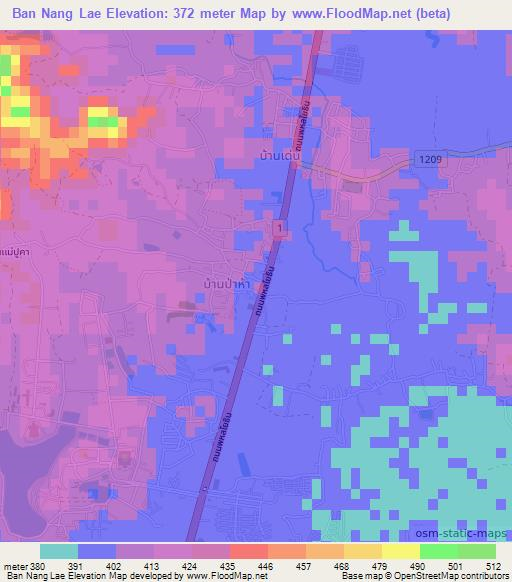 Ban Nang Lae,Thailand Elevation Map