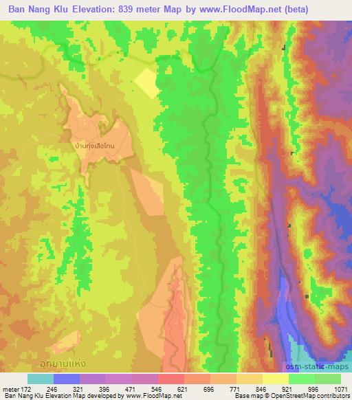 Ban Nang Klu,Thailand Elevation Map