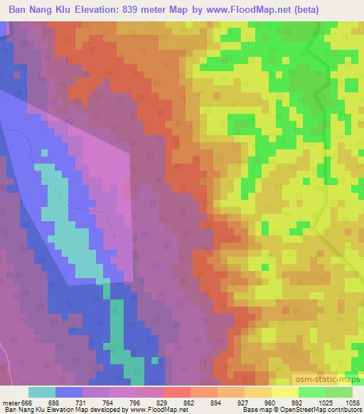 Ban Nang Klu,Thailand Elevation Map