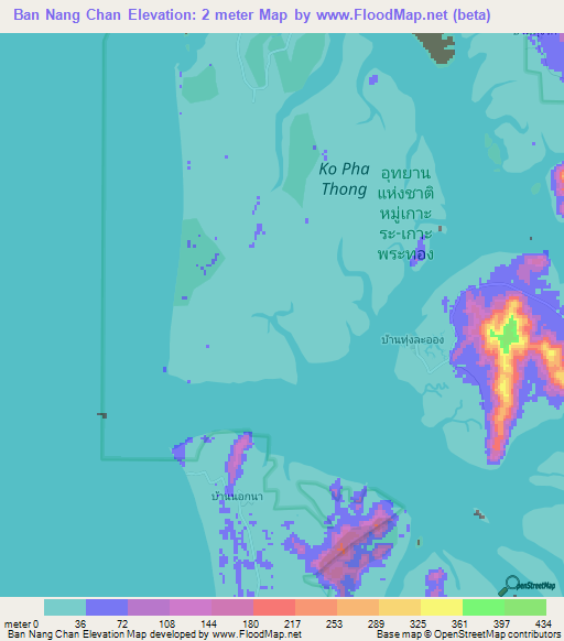 Ban Nang Chan,Thailand Elevation Map