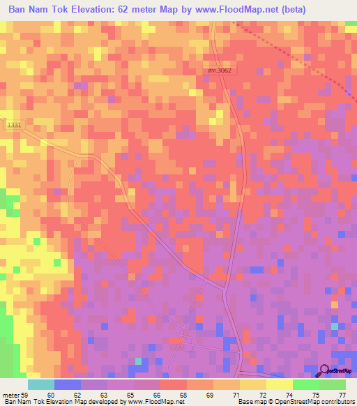 Ban Nam Tok,Thailand Elevation Map