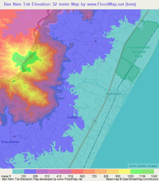Ban Nam Tok,Thailand Elevation Map