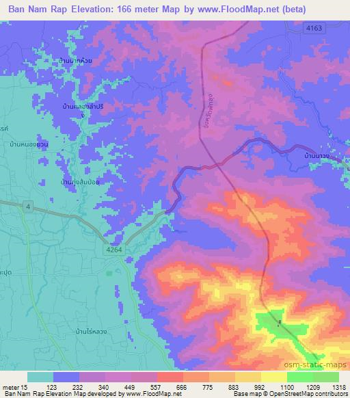 Ban Nam Rap,Thailand Elevation Map
