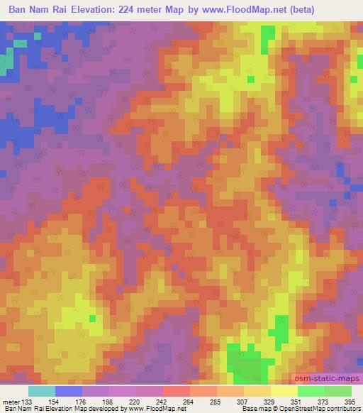 Ban Nam Rai,Thailand Elevation Map