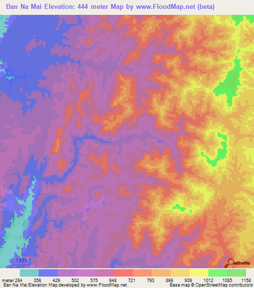 Ban Na Mai,Thailand Elevation Map
