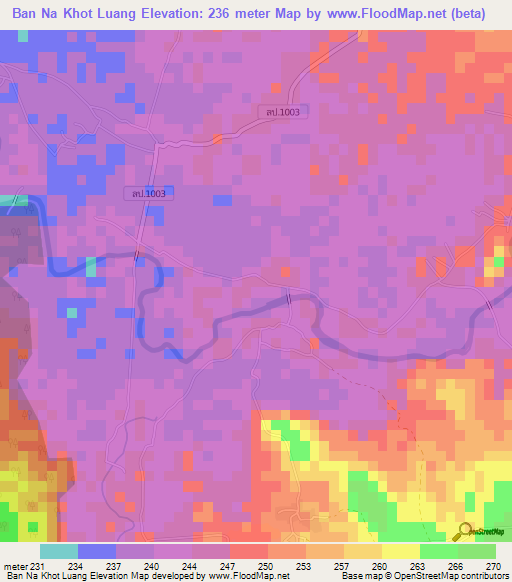 Ban Na Khot Luang,Thailand Elevation Map