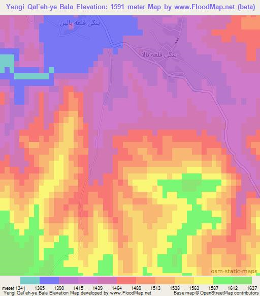 Yengi Qal`eh-ye Bala,Iran Elevation Map