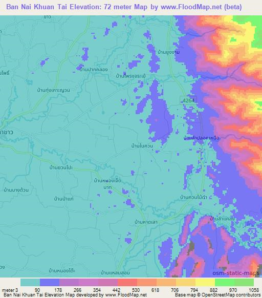 Ban Nai Khuan Tai,Thailand Elevation Map