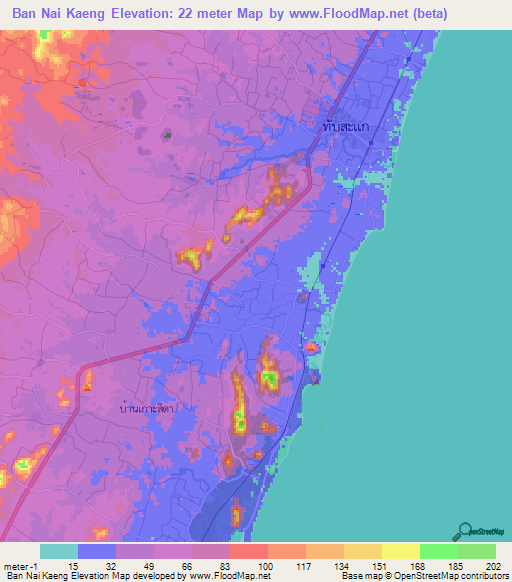 Ban Nai Kaeng,Thailand Elevation Map