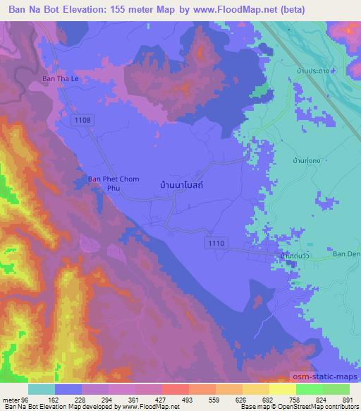 Ban Na Bot,Thailand Elevation Map