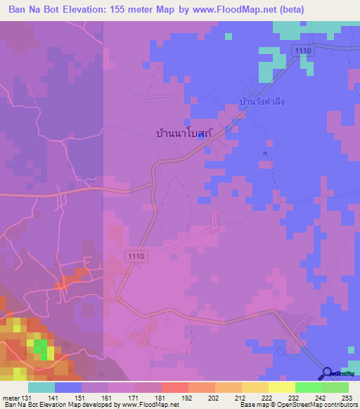 Ban Na Bot,Thailand Elevation Map