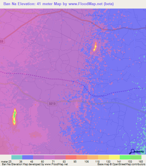 Ban Na,Thailand Elevation Map