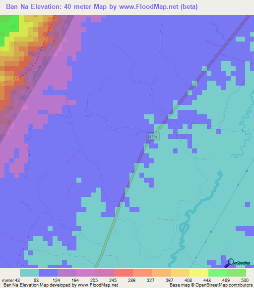 Ban Na,Thailand Elevation Map