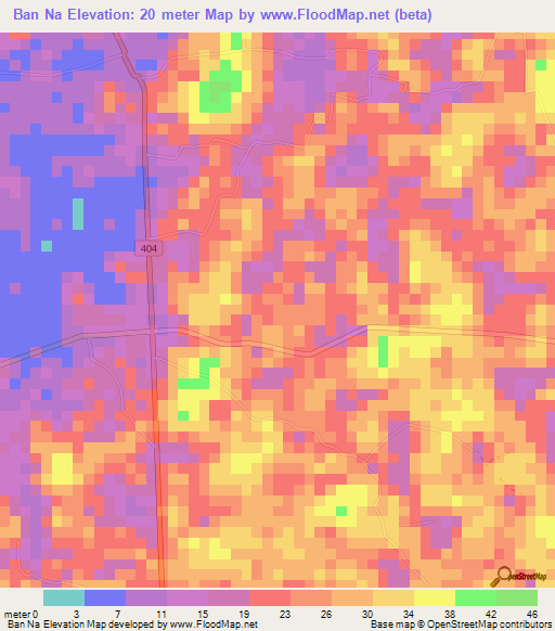 Ban Na,Thailand Elevation Map