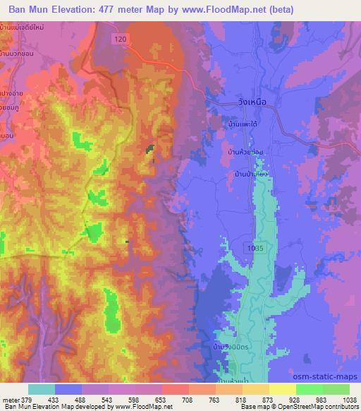 Ban Mun,Thailand Elevation Map