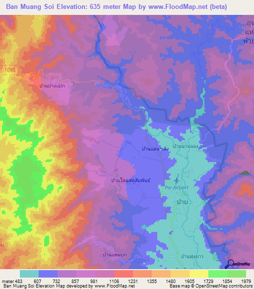 Ban Muang Soi,Thailand Elevation Map