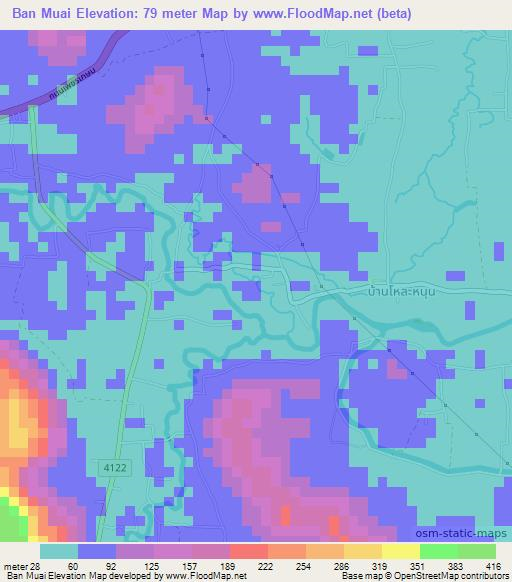 Ban Muai,Thailand Elevation Map