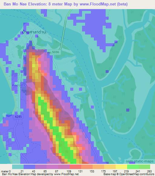 Ban Mo Nae,Thailand Elevation Map