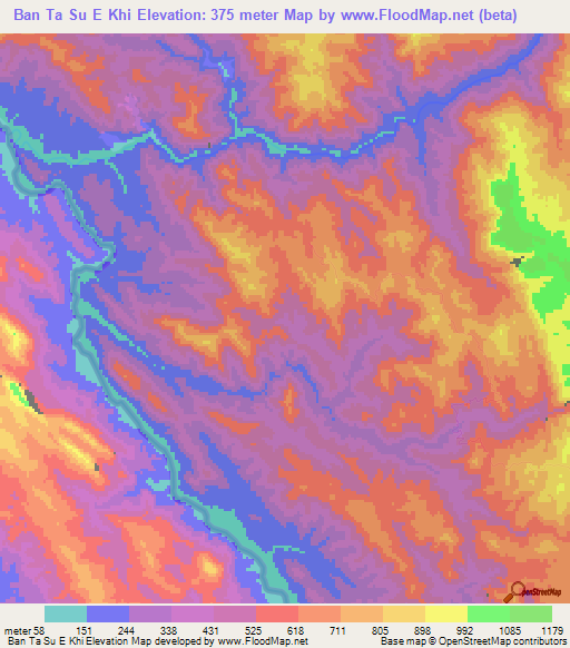Ban Ta Su E Khi,Thailand Elevation Map