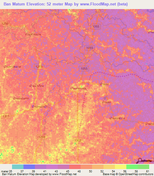 Ban Matum,Thailand Elevation Map