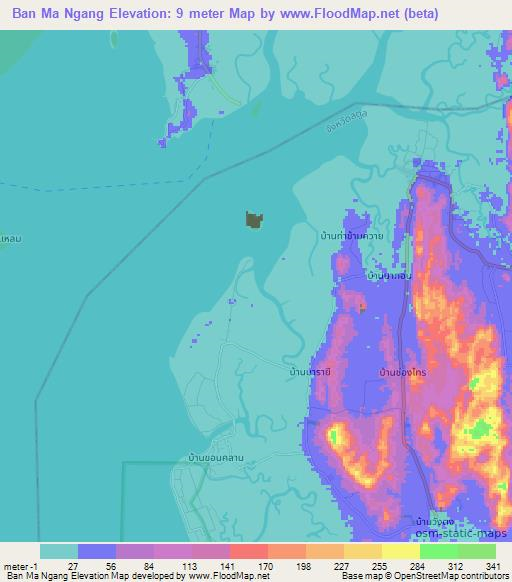 Ban Ma Ngang,Thailand Elevation Map