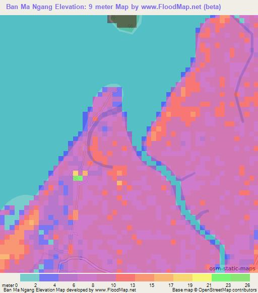 Ban Ma Ngang,Thailand Elevation Map