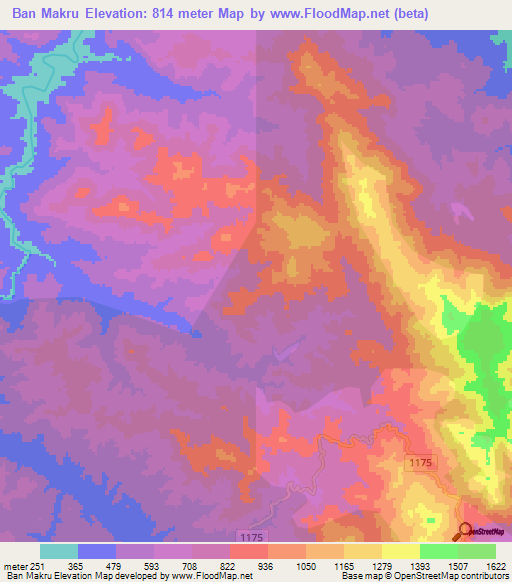 Ban Makru,Thailand Elevation Map