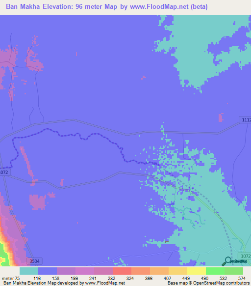 Ban Makha,Thailand Elevation Map